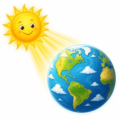 The Sun shines light on Earth.