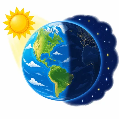 The side of Earth turned away from the Sun is dark.