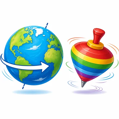 Earth spins like a toy top.