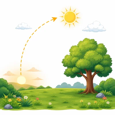 The Sun appears higher in the sky by noon.
