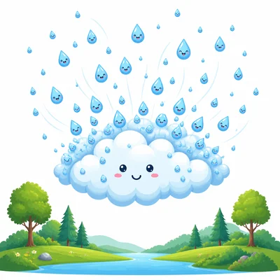 Tiny droplets gather in the sky to form a cloud.