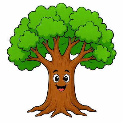 A simple tree showing leaves, branches, trunk, and roots.