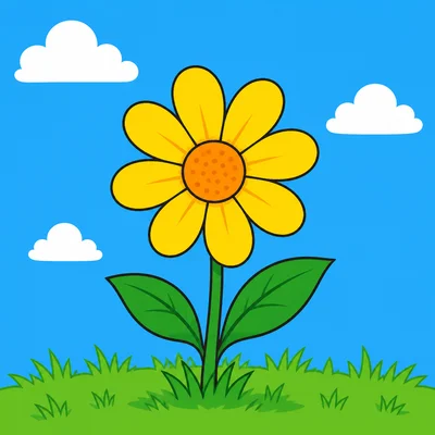 A flower growing outside in the grass.