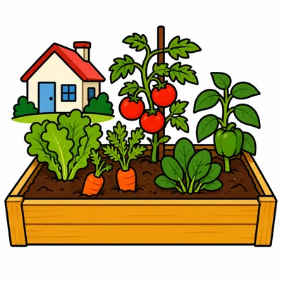 Plants growing in a garden bed near a home.