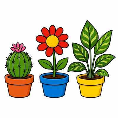Different kinds of plants with different shapes.