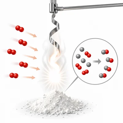 A magnesium ribbon burns in oxygen and forms white powder.