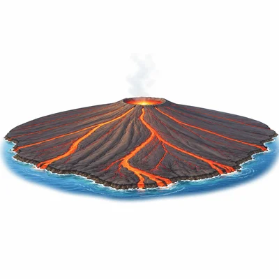 A wide volcano with gentle slopes and easy-flowing lava.
