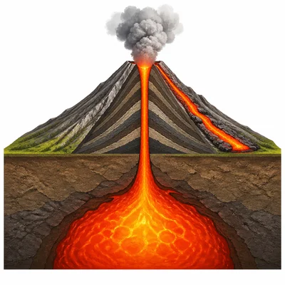 Magma rises underground and becomes lava when it reaches the surface.