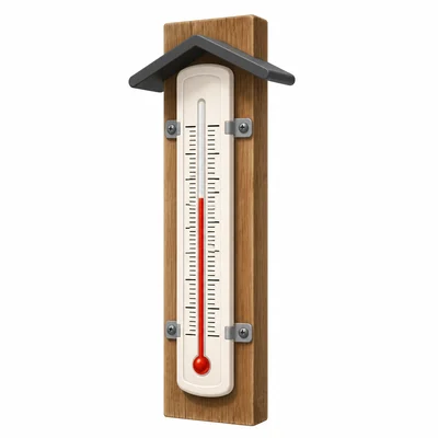 A thermometer used outdoors to observe air temperature.