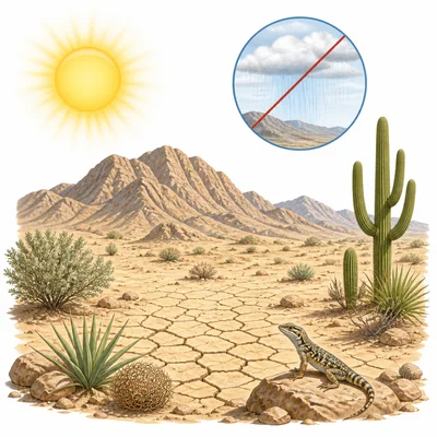A dry desert-like climate with little rain.