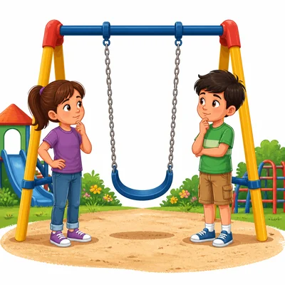 Two children both want the same playground swing.