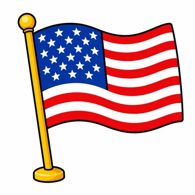A United States flag waving.