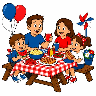 A family celebrates together with food and decorations.