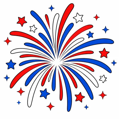 Red, white, and blue fireworks.