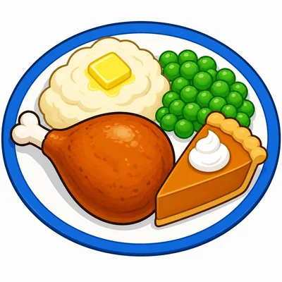 A plate of Thanksgiving food.