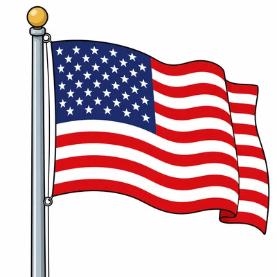 A United States flag flying on a flagpole.