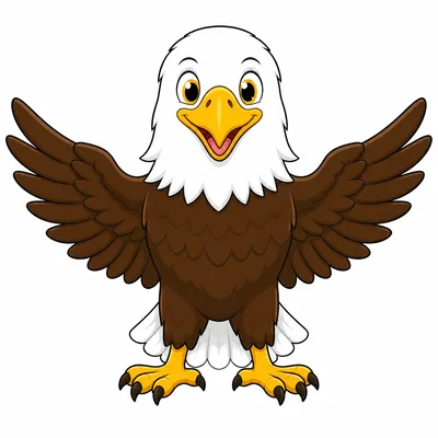 A bald eagle with a white head and brown wings.