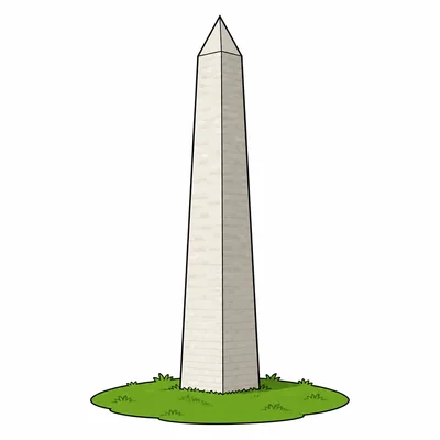 A tall pointed Washington Monument.