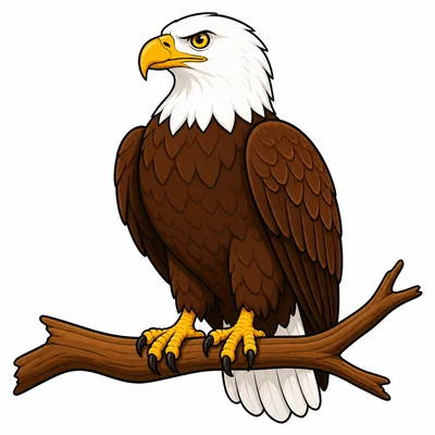 A bald eagle perched on a branch.