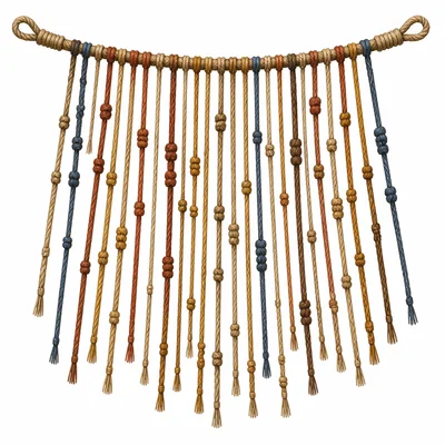 An Inca quipu with colored cords and knots.