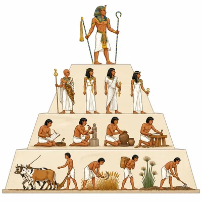 A stepped pyramid showing different Ancient Egyptian social classes.
