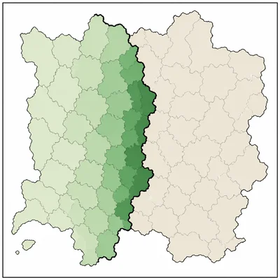 Choropleth-style map showing minority language concentration strongest near an international border.