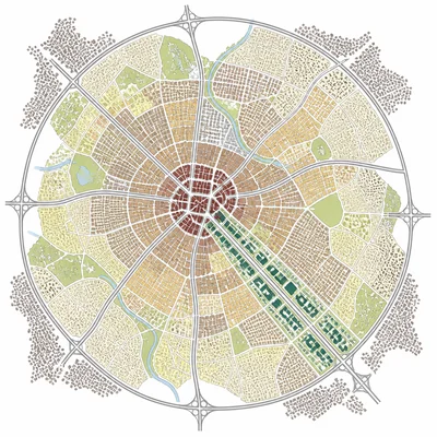 Latin American city model with a high-income corridor extending from the center.