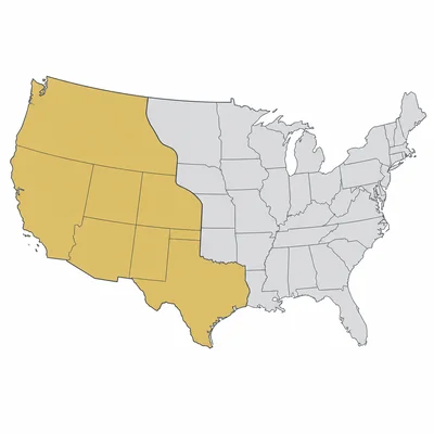 Unlabeled U.S. map highlighting the southwestern territory gained after the Mexican-American War.