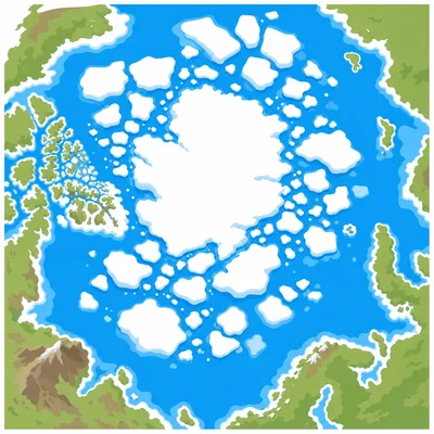A map-like view showing white sea ice over blue ocean.