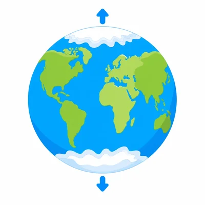 A globe with the top and bottom polar regions highlighted.