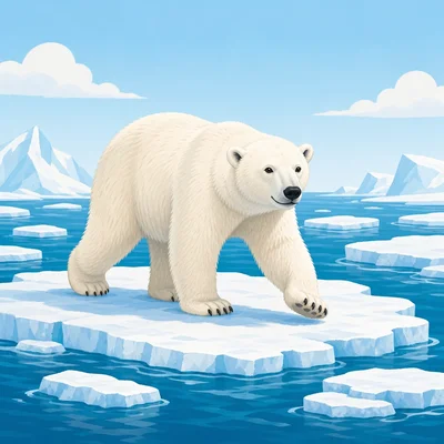 A polar bear walking on Arctic sea ice.