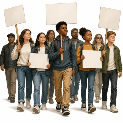 Young people marching peacefully for civil rights.