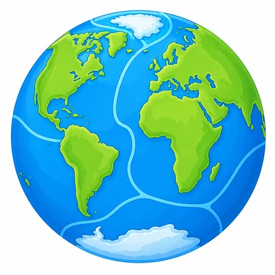 A globe emphasizing the oceans.