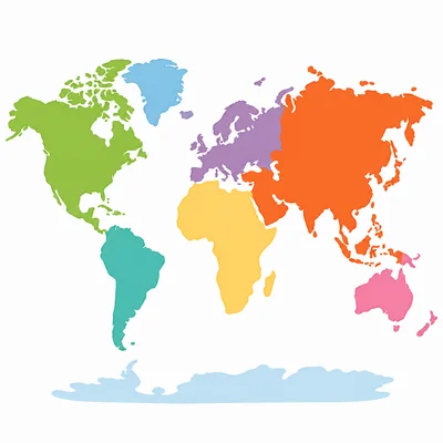 A world map with Asia highlighted.