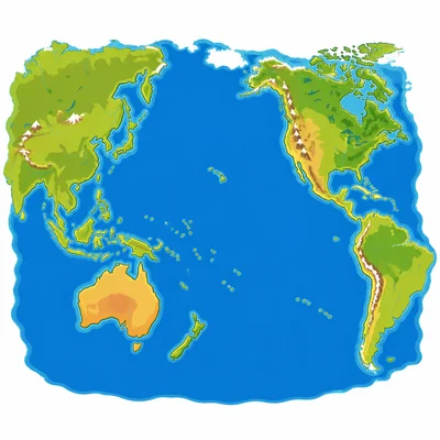 A world map highlighting the Pacific Ocean.