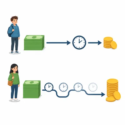 Quick repayment shows less extra interest, while slow repayment shows more extra coins.