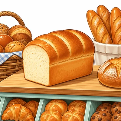 A loaf of bread on a bakery counter.