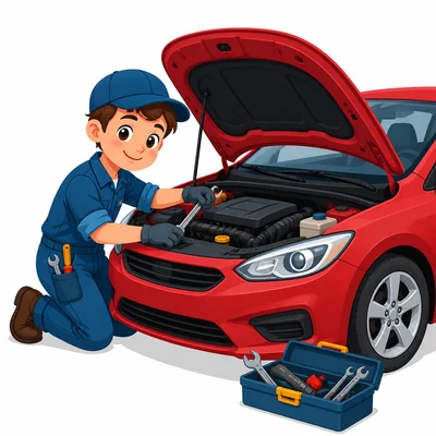 A mechanic fixing a car.