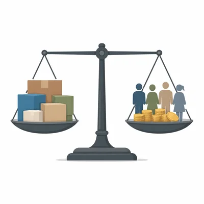 A balanced scale represents supply and demand being equal.
