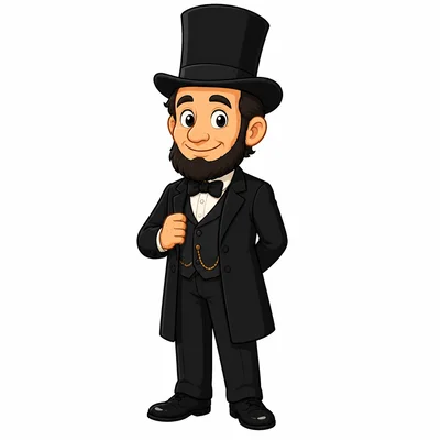 Abraham Lincoln standing with a tall black hat.