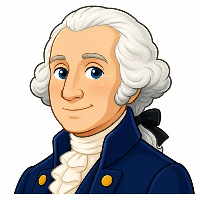 Cartoon portrait of George Washington.