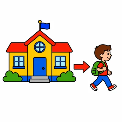 Child walking right from a classroom.