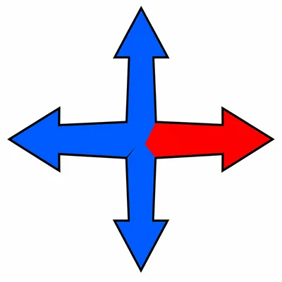 Compass rose with the right arrow highlighted.