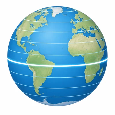 Globe showing horizontal latitude lines.
