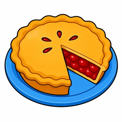 A pie on a plate with one slice cut out