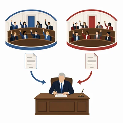 Two chambers approve a bill before it moves to the president's desk.