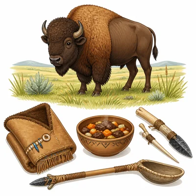A bison on the plains with examples of respectful uses nearby.