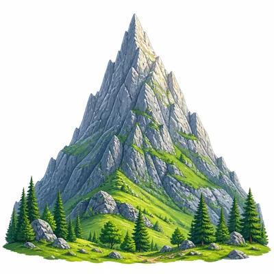 A tall rocky mountain with a peak.