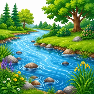 Moving water in a river.