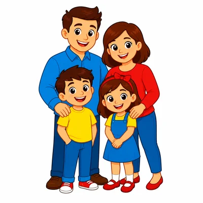 A happy family standing together